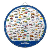 Kleine Junge Dinge, die Fahrzeuge bewegen Kid Name Dartscheibe (vorne)