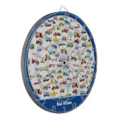 Kleine Junge Dinge, die Fahrzeuge bewegen Kid Name Dartscheibe (Vorderseite Links)