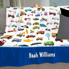 Kleine Junge Dinge, die Fahrzeuge bewegen Kid Name Fleecedecke