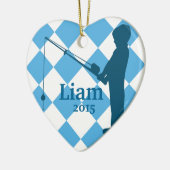 Kleine Jungen-gegangene Fischerei Keramikornament (Links)