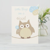 Kleine Jungen sind eine Hoowl Babydusche Einladung (Stehend Vorderseite)