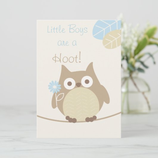 Kleine Jungen sind eine Hoowl Babydusche Einladung (Stehend Vorderseite)