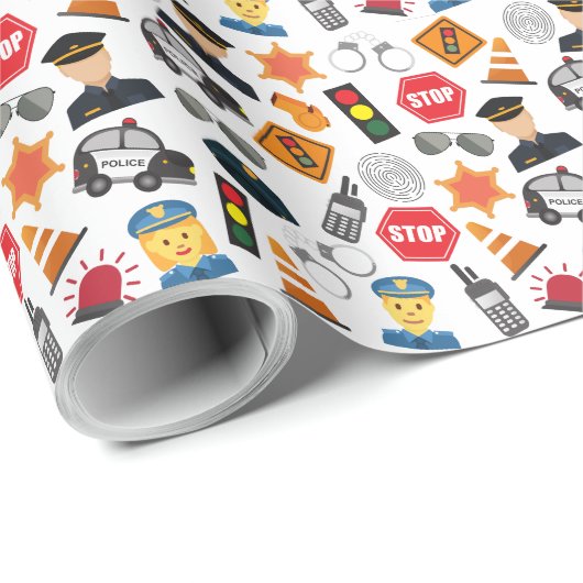 Kleine Jungs Polizeibeamte Pattern Kids Geschenkpapier (Rolleneckpunkt)