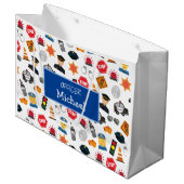 Kleine Jungs Polizeibeamte Pattern Kids Große Geschenktüte (Vorderseite Schrägansicht)