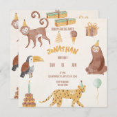 Kleine Jungtiere zum Geburtstag Save The Date (Vorne/Hinten)