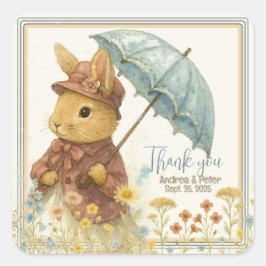 Kleine Kaninchendusche für Mädchen Quadratischer Aufkleber