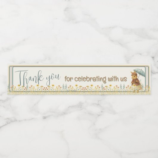 Kleine Kaninchendusche für Mädchen Wasserflaschenetikett (Einzelnes Label)