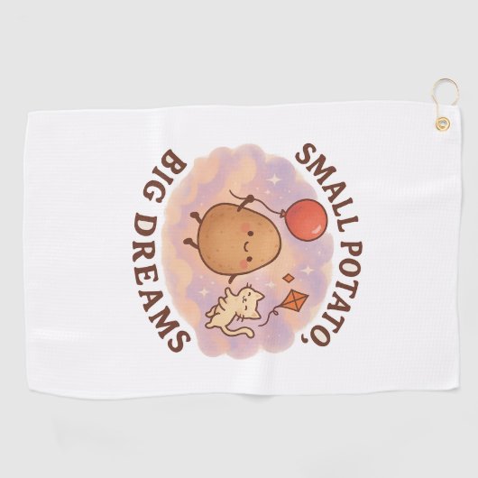 Kleine Kartoffeln Große Träume - Niedlich Motivier Golfhandtuch (Horizontal)