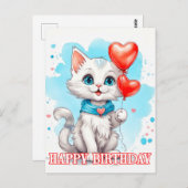 Kleine Katze | Happy Birthday Postkarte (Vorne/Hinten)