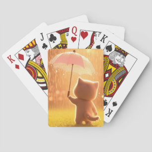 Kleine Katze im Regen Spielkarten