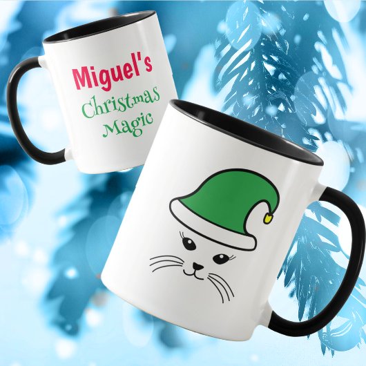 Kleine Katze Santa Elf Tasse