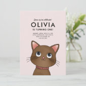 Kleine Katzengeburtstagsfeier Einladung (Stehend Vorderseite)