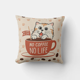 Kleine Katzenpfotenabdrücke und Kaffeebohnen Poste Kissen