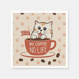 Kleine Katzenpfotenabdrücke und Kaffeebohnen Poste Serviette