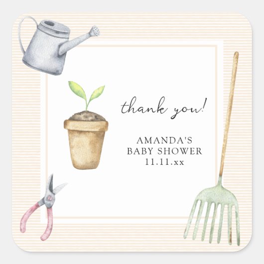 Kleine Keimbrauendusche danke Quadratischer Aufkleber (Vorderseite)