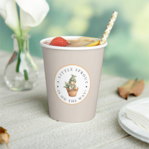 Kleine Keimling Neutrales Beige Baby Shower Pappbecher