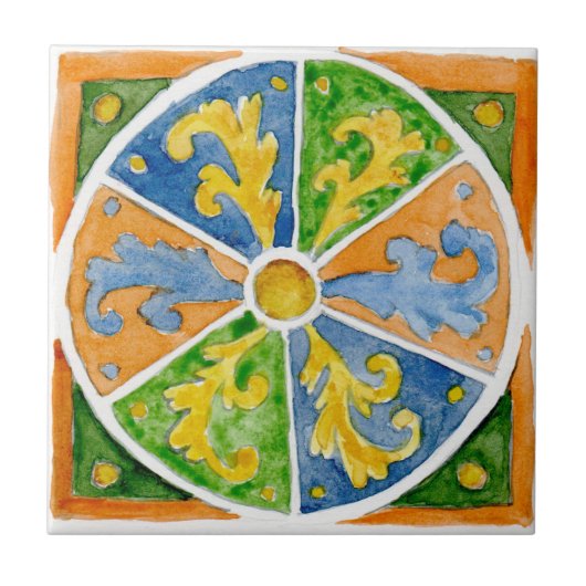 Kleine Keramik im sizilianischen Stil "San Vito" Fliese (Vorderseite)