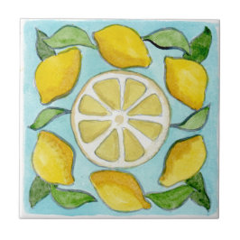 Kleine Keramik Kachel sizilianische Art "Lemons"