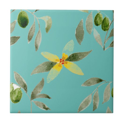 Kleine Keramik-Kachel Sizilien inspiriert "Olivenö Fliese (Vorderseite)