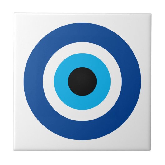Kleine Keramik mit Evil Eye Blue Mati Icon Fliese (Vorderseite)