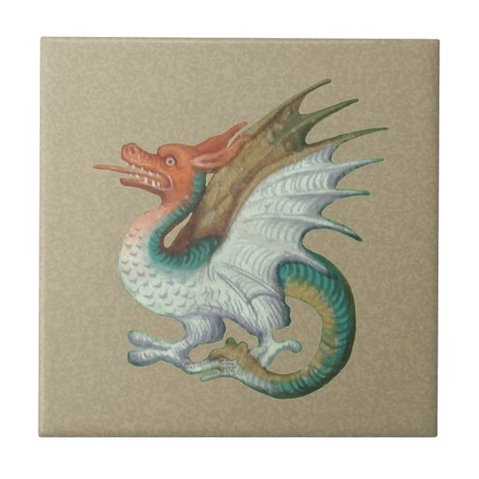 Kleine Keramik-Tile mit Red-Faced Dragon Fliese (Vorderseite)