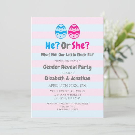 Kleine Kick Gender Reveal Einladung (Stehend Vorderseite)