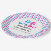 Kleine Kick Gender Reveal Pappteller (Schrägansicht)