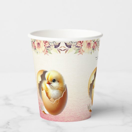 Kleine Kick-Hatching Blumenpapieraufnahmen Pappbecher (Vorderseite)