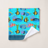 Kleine Kids Ocean Fish Muster Badhandtuch Set (Waschlappen)