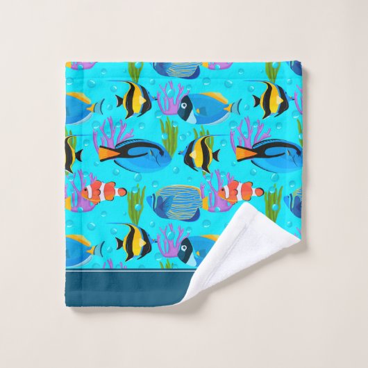 Kleine Kids Ocean Fish Muster Badhandtuch Set (Waschlappen)