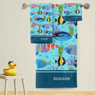 Kleine Kids Ocean Fish Muster Badhandtuch Set