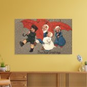 Kleine Kinder mit Regenschirmen Leinwanddruck (Insitu (Wohnzimmer))