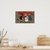 Kleine Kinder mit Regenschirmen Poster (Küche)