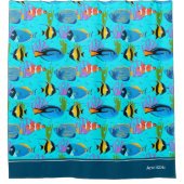 Kleine Kinder Ozean Fish Muster Badezimmer Duschvorhang (Vorderseite)