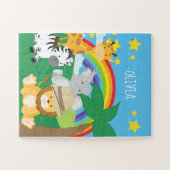 Kleine Kinder Safari Jungle Tiere und Vorname Puzzle (Horizontal)