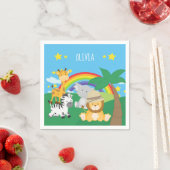 Kleine Kinder Safari Jungle Tiere und Vorname Serviette (Beispiel)