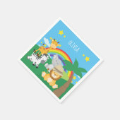 Kleine Kinder Safari Jungle Tiere und Vorname Serviette (Ecke)