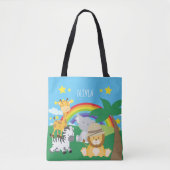 Kleine Kinder Safari Jungle Tiere und Vorname Tasche (Vorderseite)