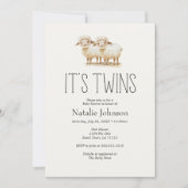 Kleine Kinderzimmer Tiere Twins Kinderdusche Einladung (Vorderseite)