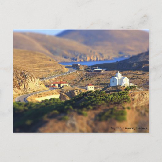 Kleine Kirche auf einem Hügel in Myrina, Limnos, G Postkarte (Vorderseite)