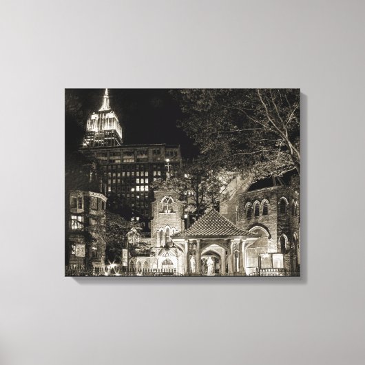 KLEINE KIRCHE GROSSE STADT Gestrickte Leinwand Pri (Vorderseite)