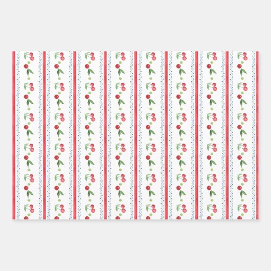 Kleine Kirsche Blauer Whimsikale Babydusche Geschenkpapier Set (Vorderseite 2)