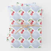 Kleine Kirsche Blauer Whimsikale Babydusche Geschenkpapier Set (Beispiel)