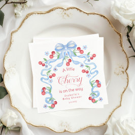 Kleine Kirsche Boy Blue Bow Coquette Baby Dusche Serviette