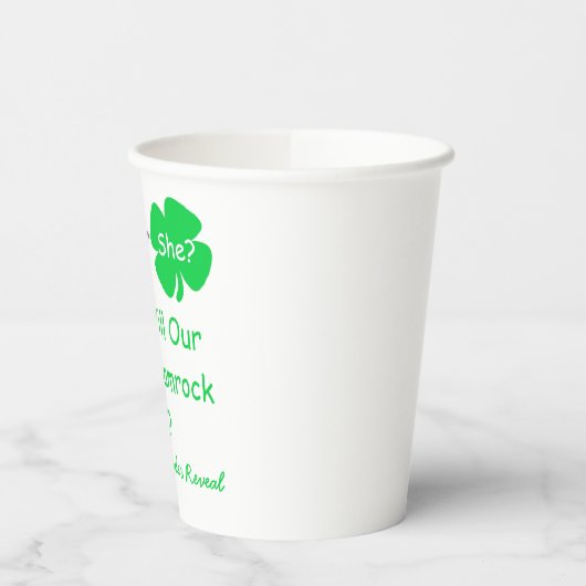 Kleine Kleeblatt-Geschlechtsoffenbarung Pappbecher (Links)