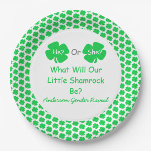 Kleine Kleeblatt-Geschlechtsoffenbarung Pappteller