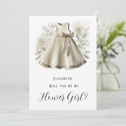 Kleine Kleiderflora wirst du mein Blumenmädchen se Einladung (Stehend Vorderseite)