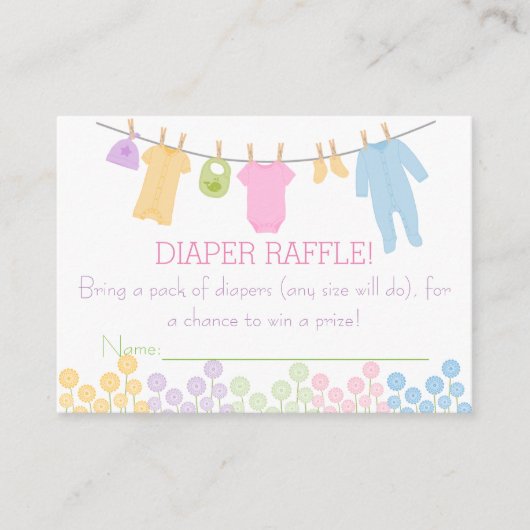Kleine Kleidung Baby Dusche Windeln Raffle Tickets Begleitkarte (Vorderseite)