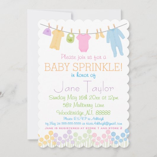Kleine Kleidung Baby Sprinkle Einladung (Vorderseite)