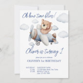 Kleine kleine Teddy Pilot Geburtstagsparty Einladung (Vorderseite)